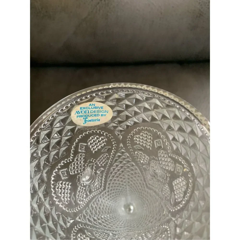 Vintage Avon Fostoria Candle Holder/Vase with Quilted Pattern
